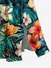 Flowers Tropical Leaf Print Split Hawaii Midi Dress -  