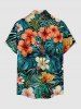 Flowers Tropical Leaf Print Buttons Pocket Hawaii Shirt For Men -  