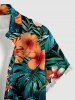 Flowers Tropical Leaf Print Buttons Pocket Hawaii Shirt For Men -  