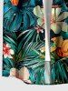 Flowers Tropical Leaf Print Buttons Pocket Hawaii Shirt For Men -  