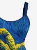 Robe débardeur Hawaii à imprimé peinture à l'huile de paysage marin et cocotiers (bretelles réglables) - Bleu 2X