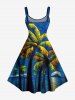 Robe débardeur Hawaii à imprimé peinture à l'huile de paysage marin et cocotiers (bretelles réglables) - Bleu 2X