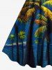 Robe débardeur Hawaii à imprimé peinture à l'huile de paysage marin et cocotiers (bretelles réglables) - Bleu 2X
