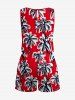 Combinaison hawaïenne à imprimé cocotier, taille cintrée - Rouge XS