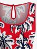 Combinaison hawaïenne à imprimé cocotier, taille cintrée - Rouge XS