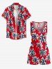 Combinaison hawaïenne à imprimé cocotier, taille cintrée - Rouge XS