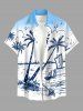 Coconut Tree Seascape Sailboat Ombre Print Matching Hawaii Beach Outfit For Couples -  