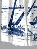 Coconut Tree Seascape Sailboat Ombre Print Matching Hawaii Beach Outfit For Couples -  