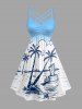 Coconut Tree Seascape Sailboat Ombre Print Matching Hawaii Beach Outfit For Couples -  