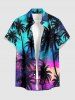 Tenue assortie pour couples pour plage hawaïenne avec imprimé cocotier dégradé galaxie - Turquoise 