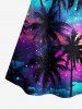 Tenue assortie pour couples pour plage hawaïenne avec imprimé cocotier dégradé galaxie - Turquoise 