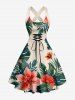 Tropical Leaf Flower Print Matching Hawaii Beach Outfit For Couples -  
