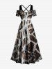 Ombre Leopard Giraffe Textured Print Matching Hawaii Beach Outfit For Couples -  