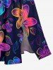Ombre Flower Print Hawaii Split Pocket A Line Midi Dress -  