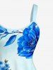 Flower Leaf Branch Print Hawaii A Line Dress -  