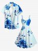 Flower Leaf Branch Print Hawaii A Line Dress -  