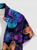 Chemise hawaïenne à poche boutonnée à imprimé floral dégradé pour homme - Bleu profond S