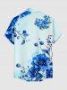 Chemise hawaïenne à imprimé fleurs, feuilles et branches, à boutons et poche, pour homme - Bleu clair 3XL
