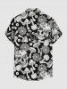 Skulls Mushroom Plant Print Hawaii Button Pocket Shirt For Men -  