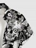 Skulls Mushroom Plant Print Hawaii Button Pocket Shirt For Men -  