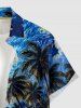 Chemise homme à imprimé hawaïen (cocotier, mer, voilier, peinture galaxie), boutonnée avec poche - Bleu XL