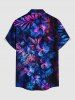 Flowers Tropical Leaf Glitter 3D Print Buttons Pocket Hawaii Shirt For Men -  