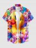 Chemise hawaïenne pour homme à imprimé de canards colorés, avec boutons et poche - Pourpre  6XL