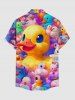 Chemise hawaïenne pour homme à imprimé de canards colorés, avec boutons et poche - Pourpre  6XL
