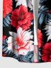 Chemise hawaïenne homme à imprimé fleurs et feuilles tropicales, avec boutons et poche - Rouge 2XL