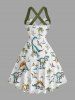 Dinosaur Coconut Tree Print Crisscross Straps Bowknot Hawaii Tank Dress -  