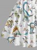 Dinosaur Coconut Tree Print Crisscross Straps Bowknot Hawaii Tank Dress -  