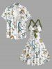 Dinosaur Coconut Tree Print Crisscross Straps Bowknot Hawaii Tank Dress -  
