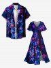 Flowers Tropical Leaf Glitter 3D Print Split Hawaii Midi Dress -  