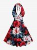 Robe hawaïenne à imprimé floral et feuilles tropicales à nouer à la nuque - Rouge XS
