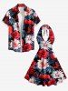 Robe hawaïenne à imprimé floral et feuilles tropicales à nouer à la nuque - Rouge XS