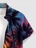 Chemise hawaïenne pour homme à imprimé cocotier, soleil, paysage marin et vagues, avec boutons et poche - Bleu Ciel 6XL