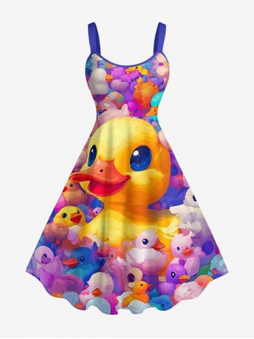Robe débardeur hawaïenne à imprimé canards colorés (bretelles ajustables)