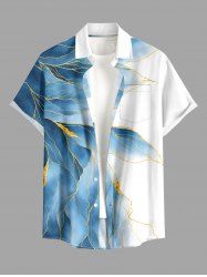 Leaf Marble Print Buttons Pocket Hawaii Shirt For Men -  