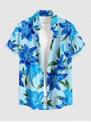 Chemise hawaïenne homme à imprimé fleurs et feuilles et poche boutonnée - Pers XL
