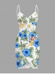 Coconut Tree Hibiscus Flowers Lady Print Convertible Hawaii Beach Cover -  