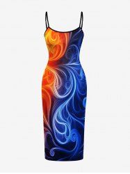 Robe hawaïenne à imprimé volutes dégradées et flammes de feu - Bleu profond 1X