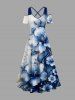 Flowers Watercolor Sparkling Sequin 3D Print Matching Hawaii Beach Outfit For Couples -  