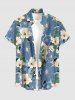 Tenue de plage hawaïenne assortie pour couples avec imprimé de fleurs et feuilles d'hibiscus - Bleu Ciel 