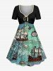 Tenue assortie pour couple - imprimé crâne voilier mer - tenue de plage et de croisière hawaïenne - Turquoise Foncée 