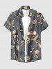 Tenue de plage hawaïenne assortie pour couples à imprimé cocotier, crâne, pirate, oiseau, gouvernail et soleil - Gris 