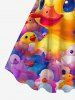 Robe débardeur hawaïenne à imprimé de canards colorés (bretelles réglables) - Pourpre  XS