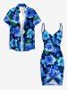 Hibiscus Flower Leaf Print Hawaii Convertible Beach Cover Up -  