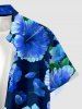 Hibiscus Flower Leaf Print Hawaii Button Pocket Shirt For Men -  