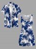 Combinaison short à imprimé cocotier, style Hawaï, avec cordon et poches - Cadetblue XXS