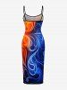 Ombre Swirls Fire Flame Print Hawaii Dress - Bleu profond 6X